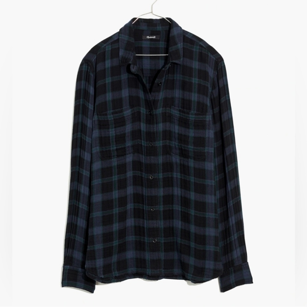 Madewell Lightspun Oversized Ex-Boyfriend Swing Shirt in Heisley Plaid